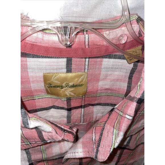 Tommy Bahama Men’s Casual Shirt Size XL Pink Plaid 100% Linen Beach Cruise - Picture 2 of 12